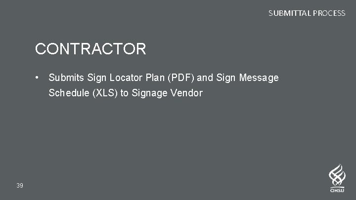 SUBMITTAL PROCESS CONTRACTOR • Submits Sign Locator Plan (PDF) and Sign Message Schedule (XLS)