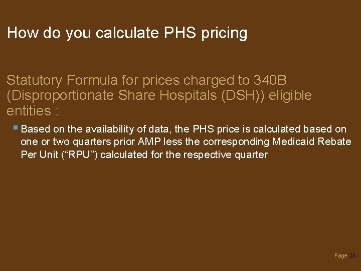 How do you calculate PHS pricing Statutory Formula for prices charged to 340 B