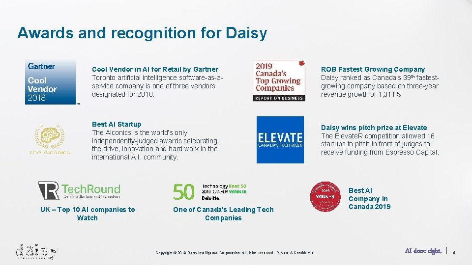 Awards and recognition for Daisy Cool Vendor in AI for Retail by Gartner Toronto