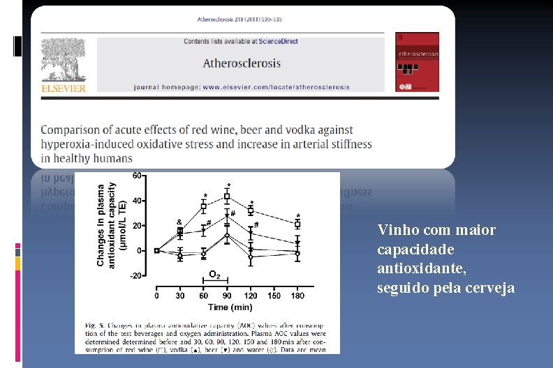 Vinho com maior capacidade antioxidante, seguido pela cerveja 