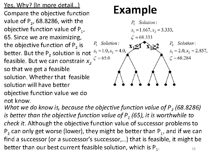 Yes, Why? (In more detail…) Compare the objective function value of P 2, 68.