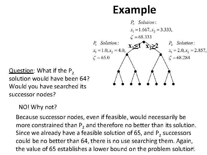 Example x 1<1 x 1>2 Question: What if the P 2 solution would have