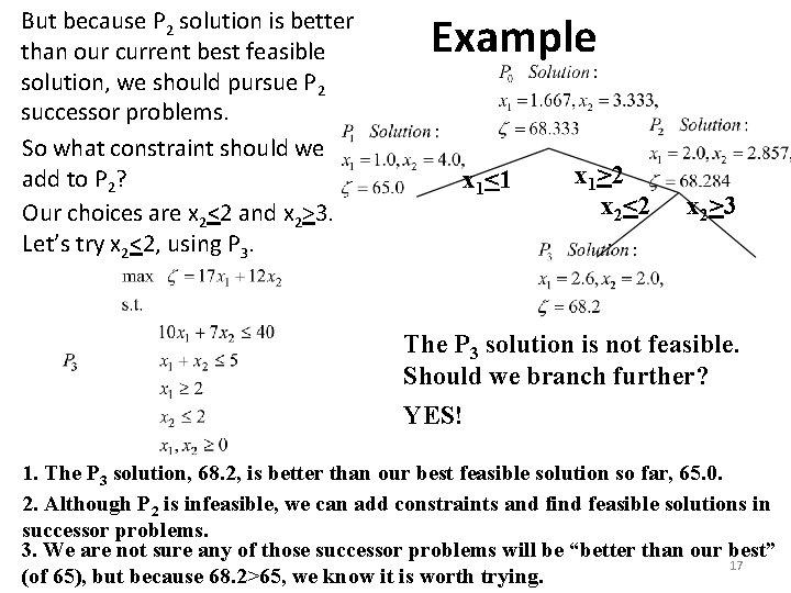 But because P 2 solution is better than our current best feasible solution, we