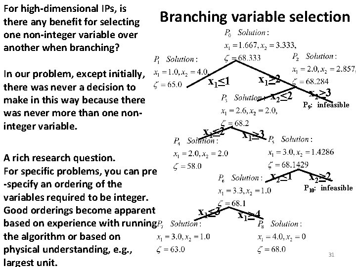 For high-dimensional IPs, is there any benefit for selecting one non-integer variable over another