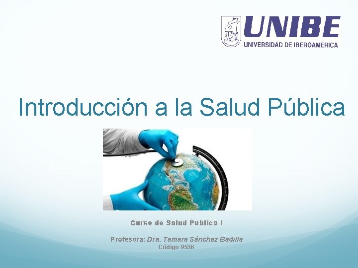 Introducción a la Salud Pública Curso de Salud Publica I Profesora: Dra. Tamara Sánchez