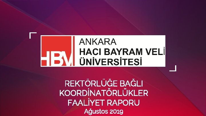 REKTÖRLÜĞE BAĞLI KOORDİNATÖRLÜKLER FAALİYET RAPORU Ağustos 2019 