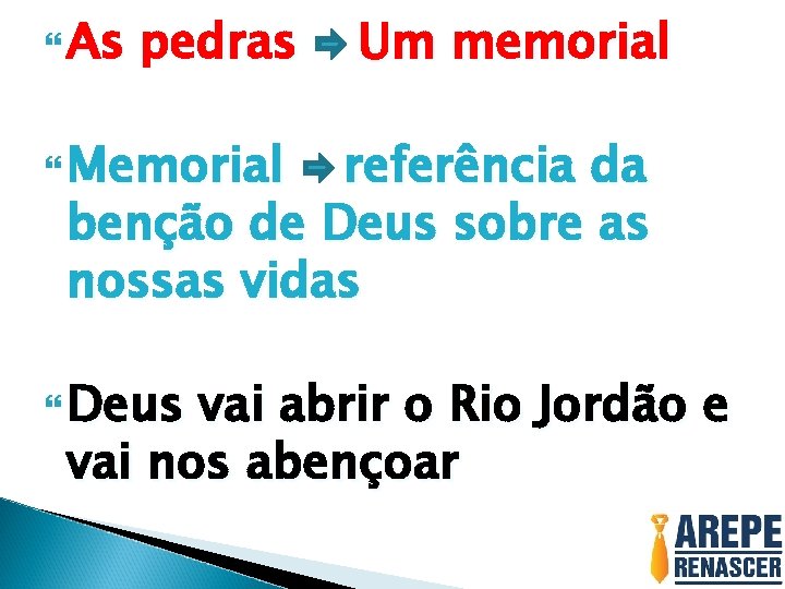  As pedras Um memorial Memorial referência da benção de Deus sobre as nossas