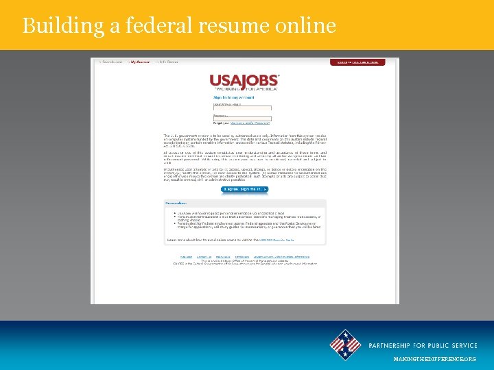 Building a federal resume online MAKINGTHEDIFFERENCE. ORG 