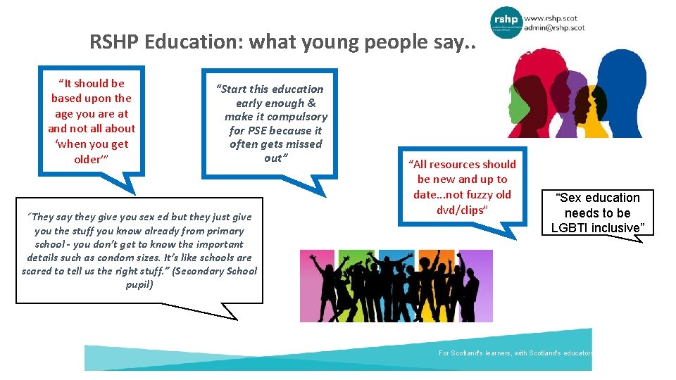 RSHP Education: what young people say. . “It should be based upon the age
