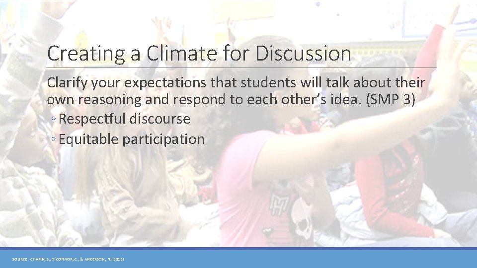 Creating a Climate for Discussion Clarify your expectations that students will talk about their