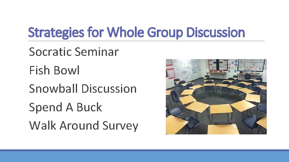 Strategies for Whole Group Discussion Socratic Seminar Fish Bowl Snowball Discussion Spend A Buck