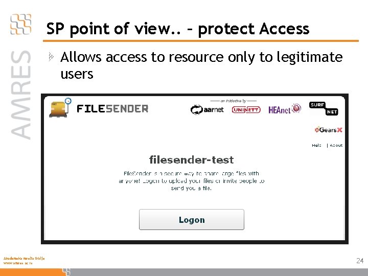 SP point of view. . – protect Access Allows access to resource only to