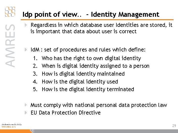 Idp point of view. . - Identity Management Regardless in which database user Identities