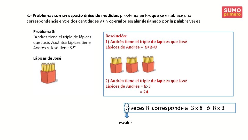 3. - Problemas con un espacio único de medidas: problema en los que se