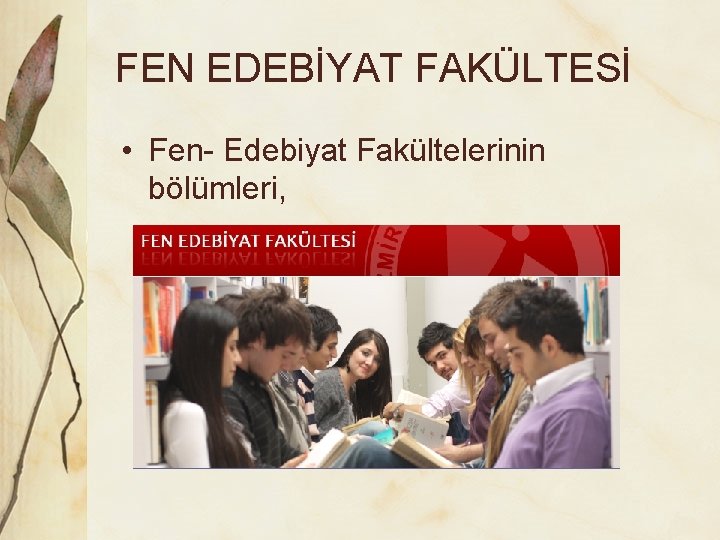 FEN EDEBİYAT FAKÜLTESİ • Fen- Edebiyat Fakültelerinin bölümleri, 