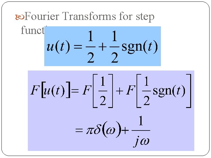  Fourier Transforms for step function: 32 