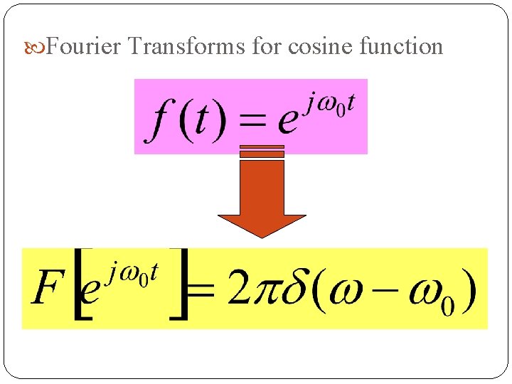  Fourier Transforms for cosine function 33 