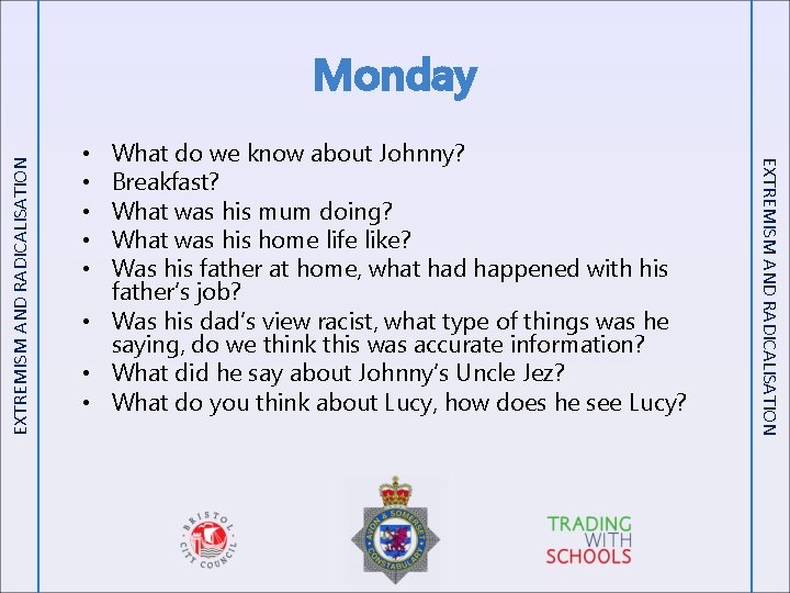 What do we know about Johnny? Breakfast? What was his mum doing? What was