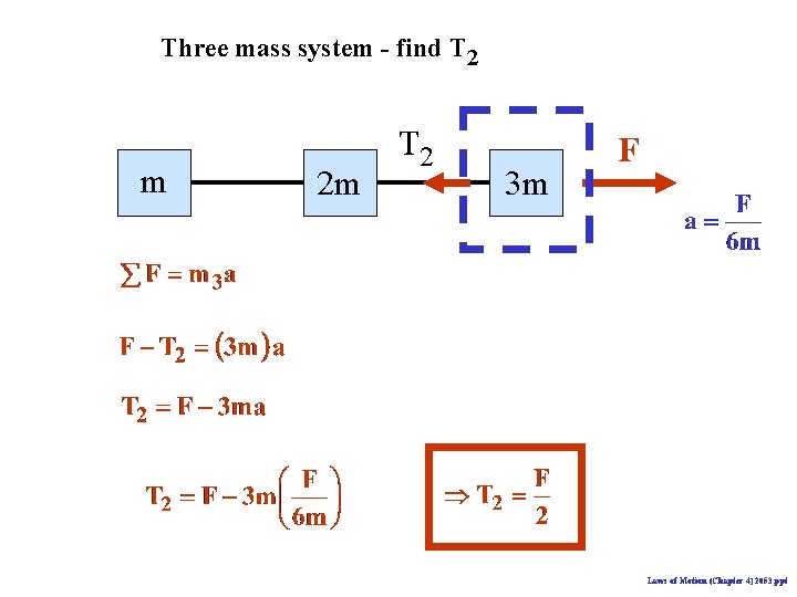 Three mass system - find T 2 m 2 m T 2 3 m