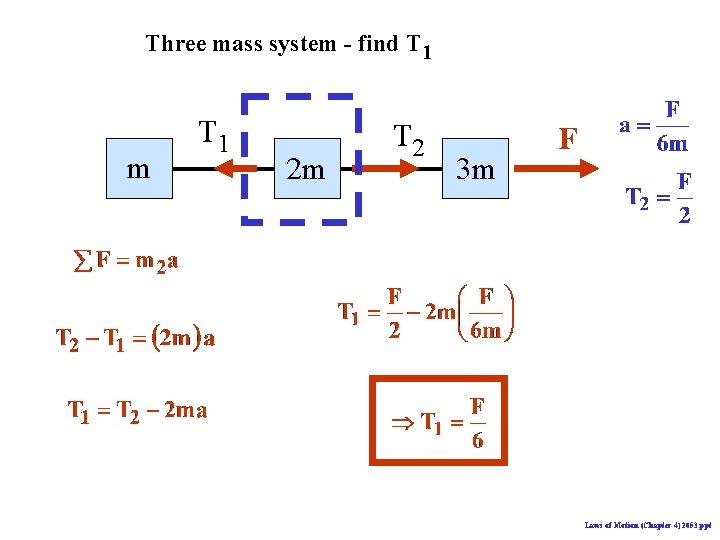 Three mass system - find T 1 m T 1 2 m T 2