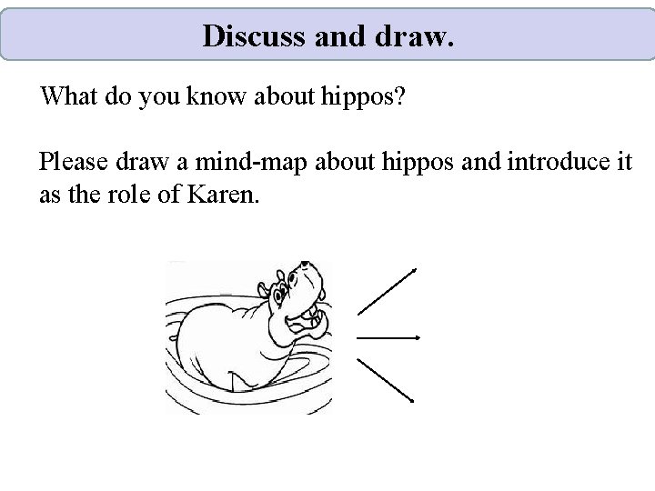 Discuss and draw. What do you know about hippos? Please draw a mind-map about