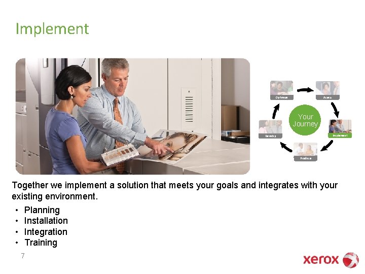 Implement Optimize Assess Your Journey Implement Develop Produce Together we implement a solution that Implement Optimize Assess Your Journey Implement Develop Produce Together we implement a solution that