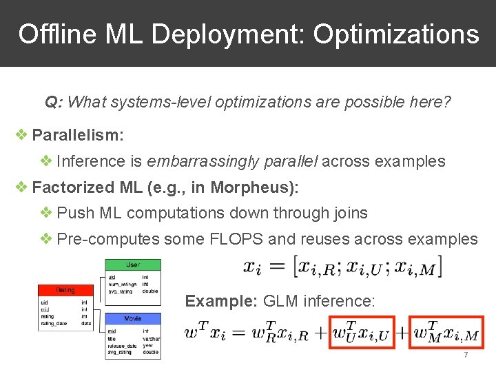 Offline ML Deployment: Optimizations Q: What systems-level optimizations are possible here? ❖ Parallelism: ❖