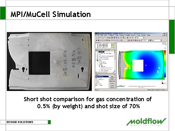 MPI/Mu. Cell Simulation Short shot comparison for gas concentration of 0. 5% (by weight)