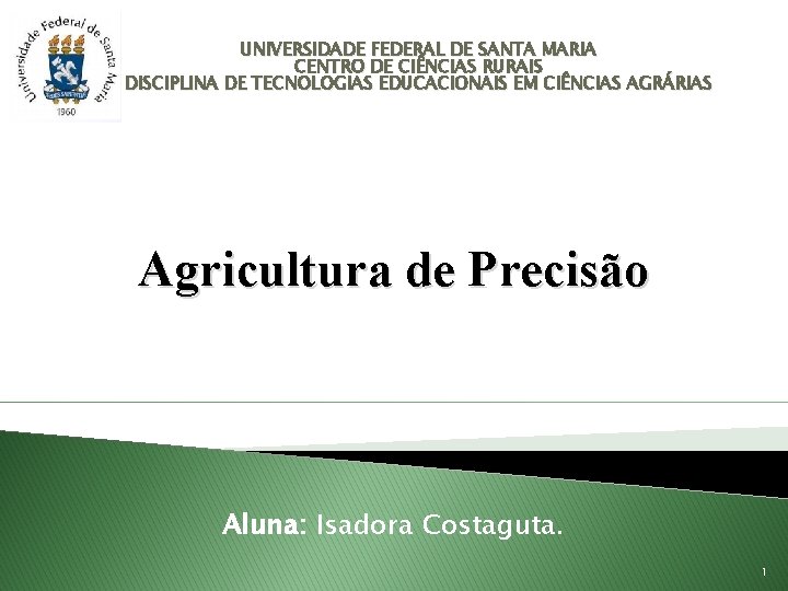 UNIVERSIDADE FEDERAL DE SANTA MARIA CENTRO DE CIÊNCIAS RURAIS DISCIPLINA DE TECNOLOGIAS EDUCACIONAIS EM