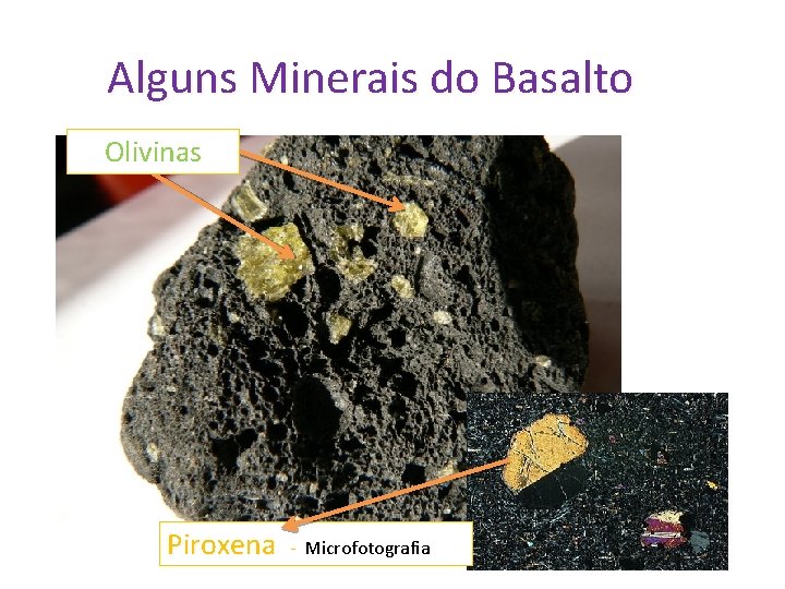 Alguns Minerais do Basalto Olivinas Piroxena - Microfotografia 