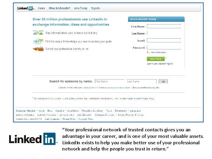 “Your professional network of trusted contacts gives you an advantage in your career, and “Your professional network of trusted contacts gives you an advantage in your career, and