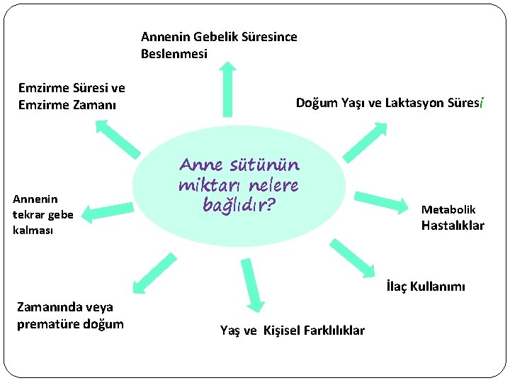 Annenin Gebelik Süresince Beslenmesi Emzirme Süresi ve Emzirme Zamanı Annenin tekrar gebe kalması Doğum