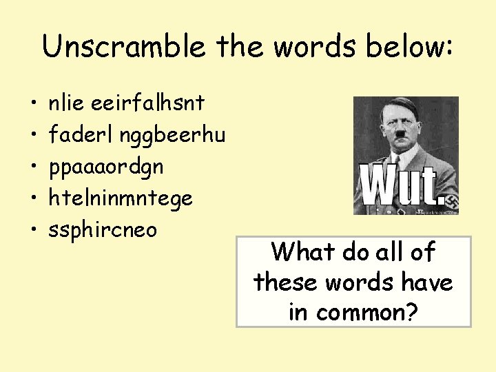 Unscramble the words below: • • • nlie eeirfalhsnt faderl nggbeerhu ppaaaordgn htelninmntege ssphircneo