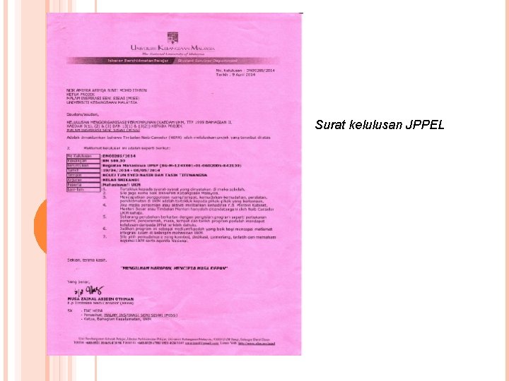Surat kelulusan JPPEL 
