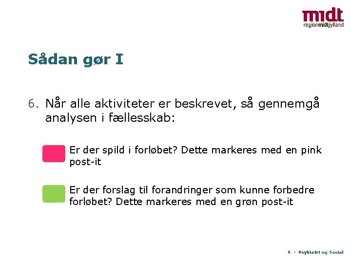 Sådan gør I 6. Når alle aktiviteter er beskrevet, så gennemgå analysen i fællesskab: