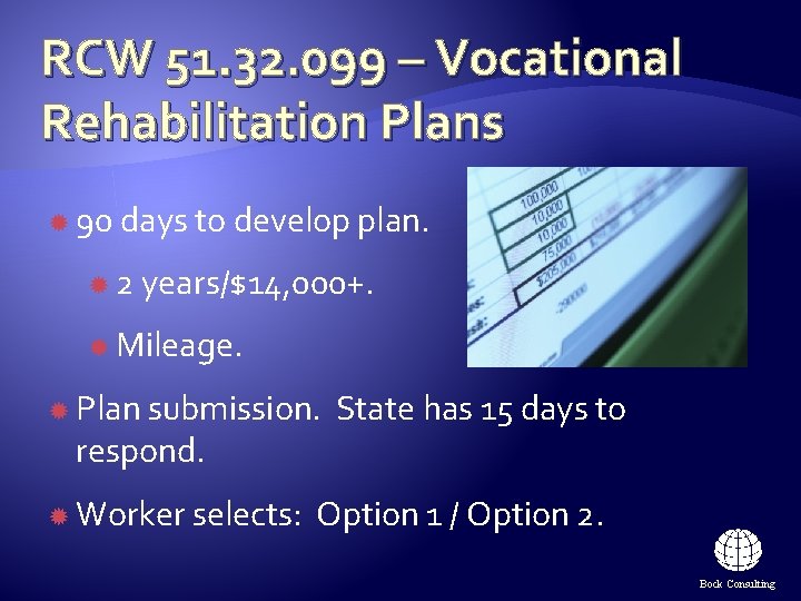 RCW 51. 32. 099 – Vocational Rehabilitation Plans 90 days to develop plan. 2 RCW 51. 32. 099 – Vocational Rehabilitation Plans 90 days to develop plan. 2