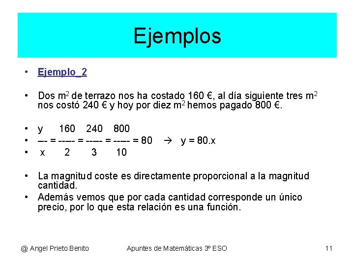 Ejemplos • Ejemplo_2 • Dos m 2 de terrazo nos ha costado 160 €,