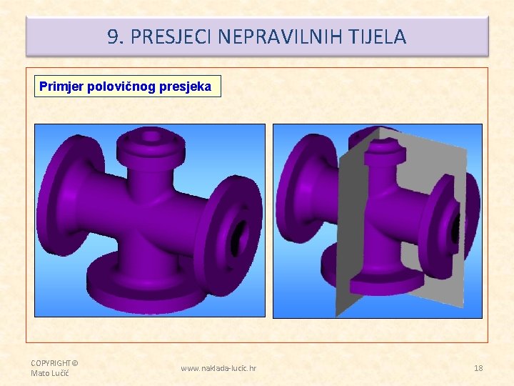 9. PRESJECI NEPRAVILNIH TIJELA Primjer polovičnog presjeka COPYRIGHT© Mato Lučić www. naklada-lucic. hr 18