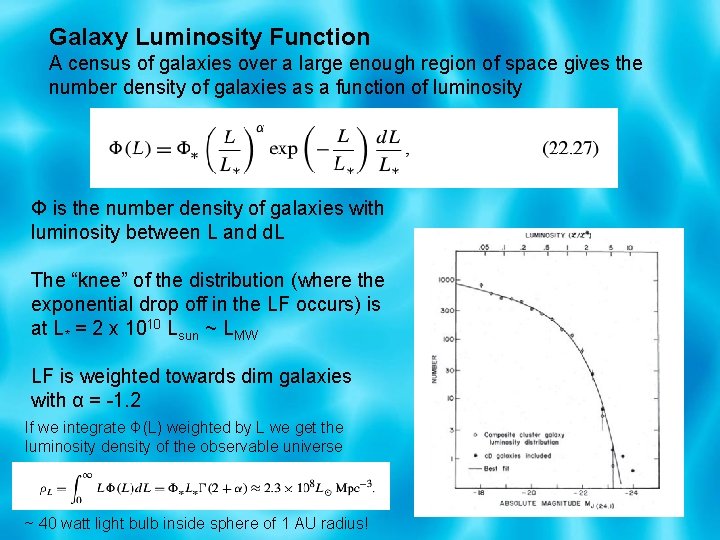 Galaxy Luminosity Function A census of galaxies over a large enough region of space