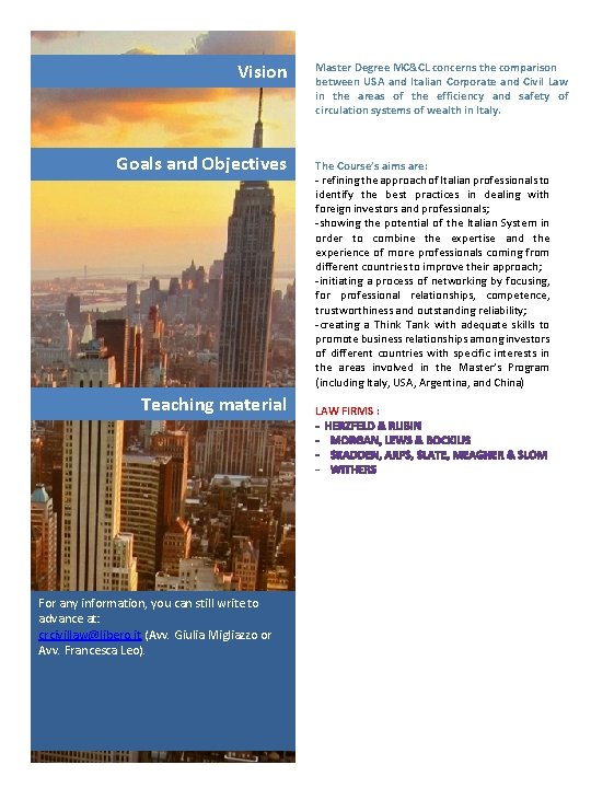 Vision Goals and Objectives Teaching material For any information, you can still write to Vision Goals and Objectives Teaching material For any information, you can still write to