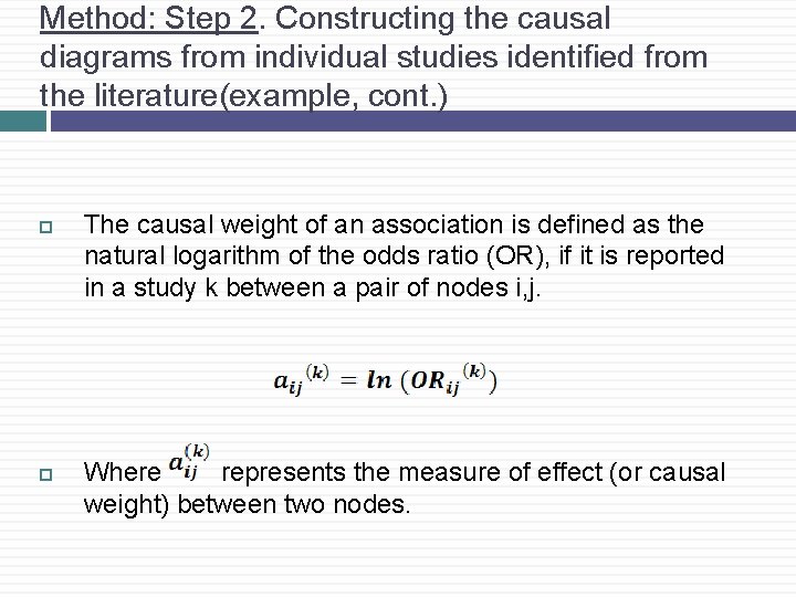 Method: Step 2. Constructing the causal diagrams from individual studies identified from the literature(example,