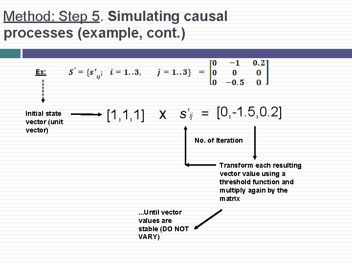 Method: Step 5. Simulating causal processes (example, cont. ) Ex: Initial state vector (unit