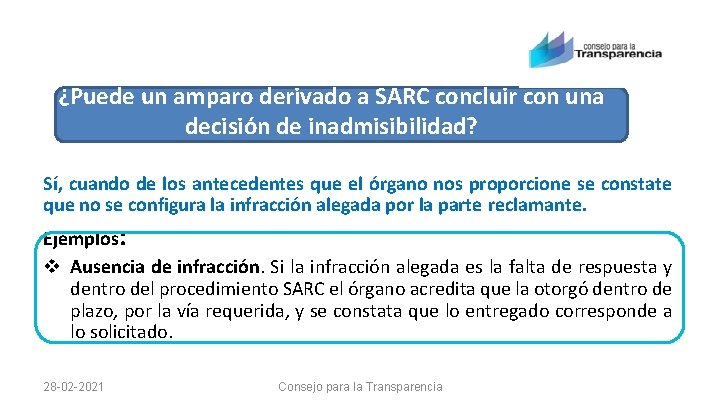 ¿Puede un amparo derivado a SARC concluir con una decisión de inadmisibilidad? Sí, cuando