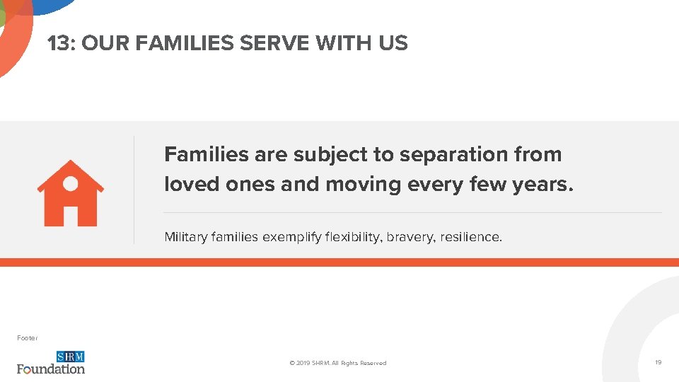 13: OUR FAMILIES SERVE WITH US Families are subject to separation from loved ones