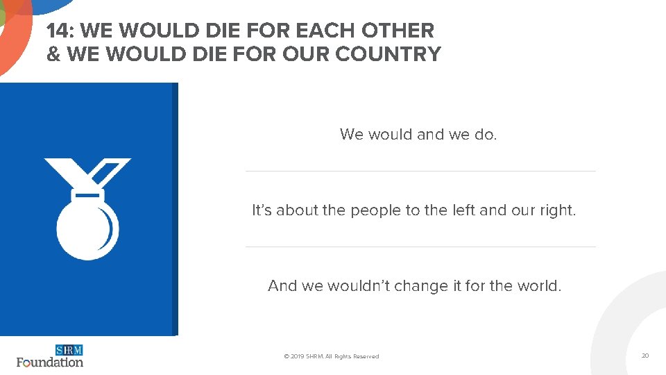 14: WE WOULD DIE FOR EACH OTHER & WE WOULD DIE FOR OUR COUNTRY