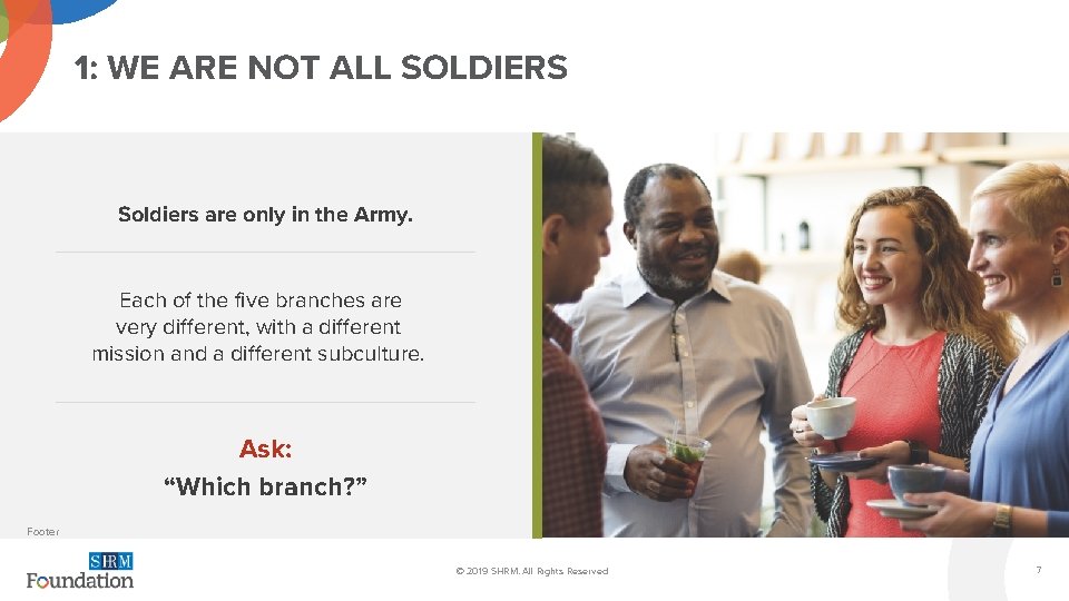 1: WE ARE NOT ALL SOLDIERS Soldiers are only in the Army. Each of