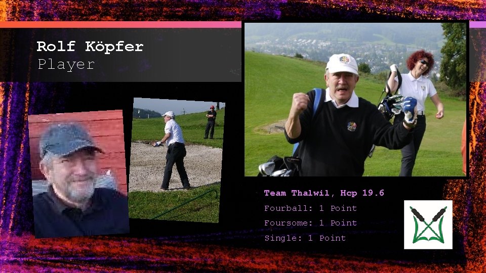 Rolf Köpfer Player Team Thalwil, Hcp 19. 6 Fourball: 1 Point Foursome: 1 Point