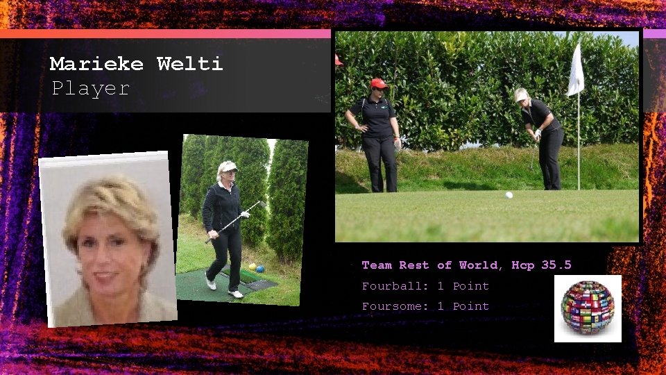 Marieke Welti Player Team Rest of World, Hcp 35. 5 Fourball: 1 Point Foursome: