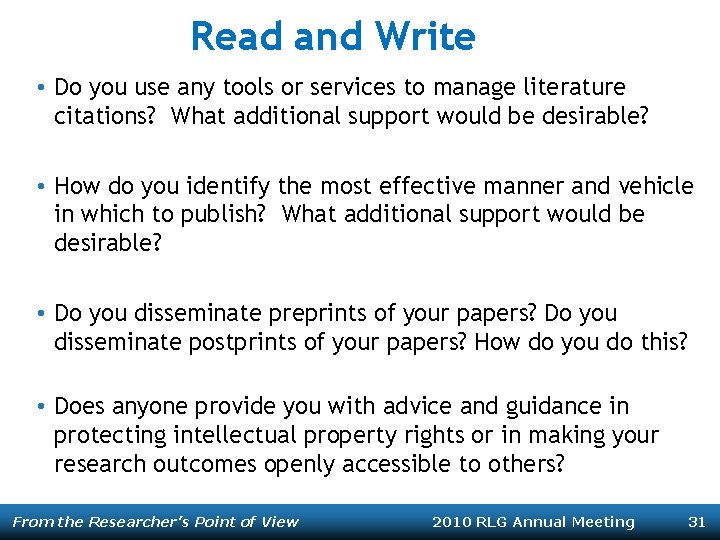 Read and Write • Do you use any tools or services to manage literature