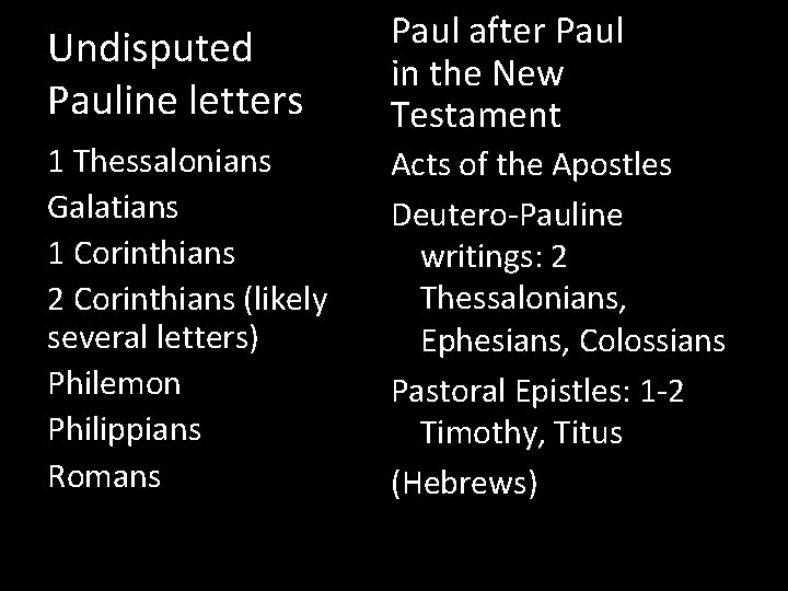 Undisputed Pauline letters Paul after Paul in the New Testament 1 Thessalonians Galatians 1